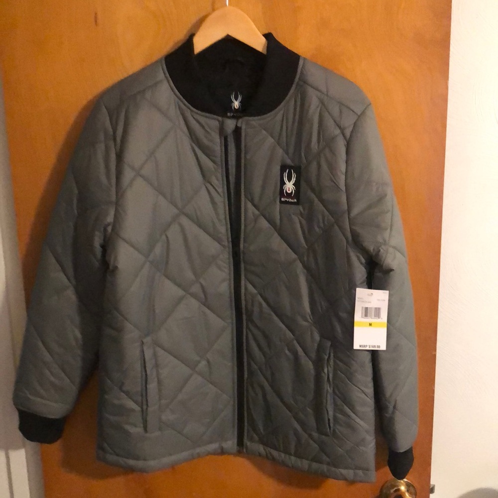 Spyder Puffer Jacket Mens Medium Gray